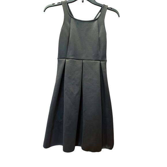 Express 0 Black Satin Skater Sleeveless Mini Dress XS whimsigoth evening party - Picture 1 of 8